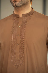 Brown Embroidered Kurta Trouser C-10207