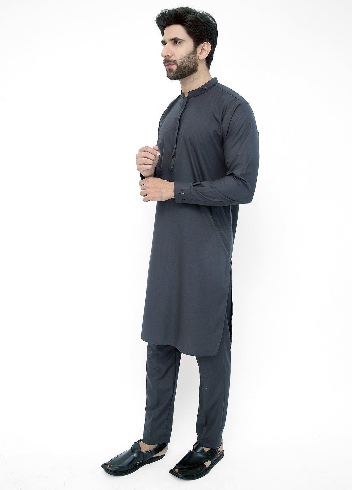 Charcoal Gray Kameez Trouser I Charcoal Gray kurta Pajama I Charcoal Gray Kameez Shalwar