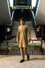Golden Embroidered kids Kurta Trouser K-3724