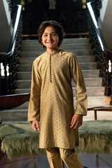 Golden Embroidered kids Kurta Trouser K-3724