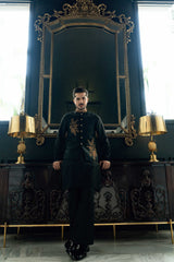 Black Gold Embroidered Waistcoat  W-6062