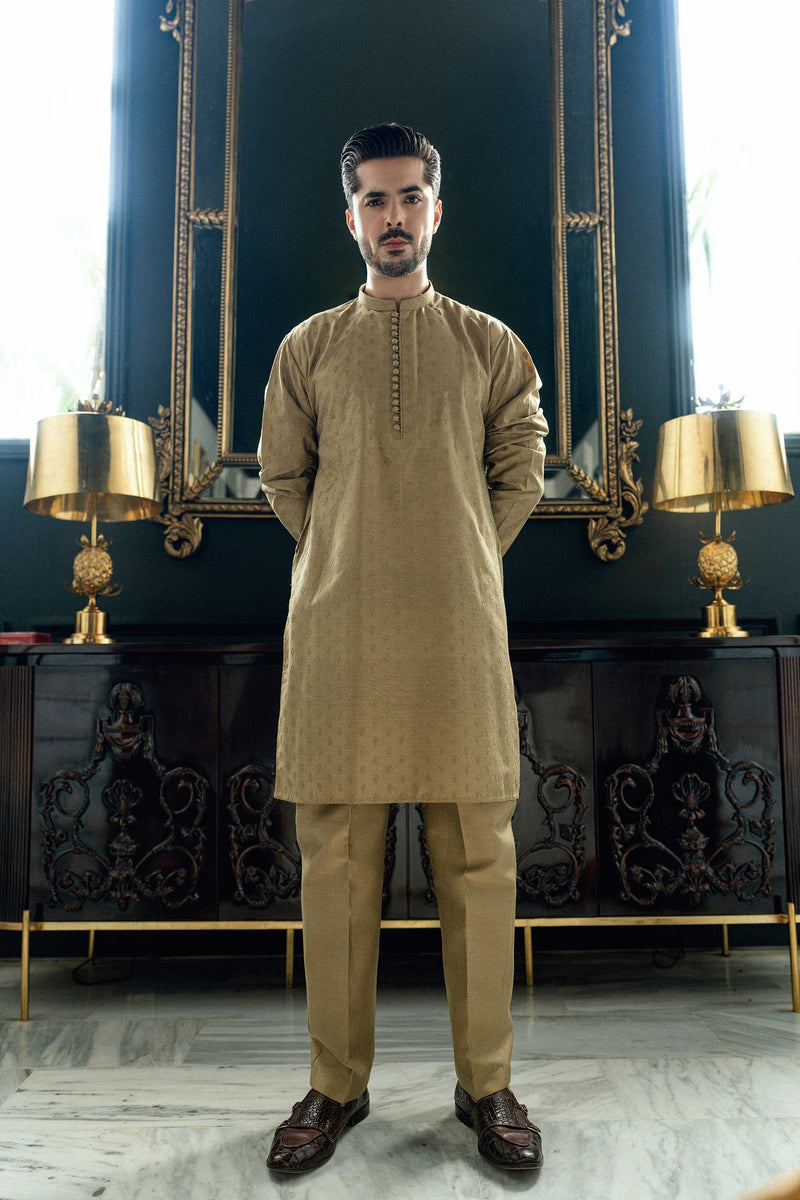 Golden Embroidered Kurta Trouser FD-5074