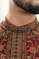 Maroon Embroidered Waistcoat W-4019