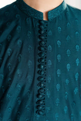 Teal Green embroidered kurta trouser kids k-3728