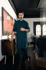 Teal Green Embroidered Kurta Trouser FD-5075