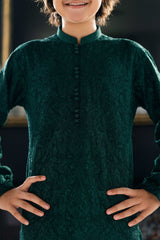 Bottle Green Embroidered Kurta Trouser K-3722