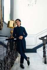 Navy Blue Embroidered Waistcoat K-3725