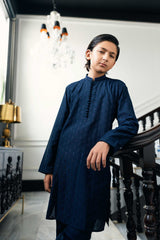 Navy Blue Embroidered Waistcoat K-3725