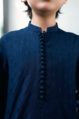 Navy Blue Embroidered Waistcoat K-3725