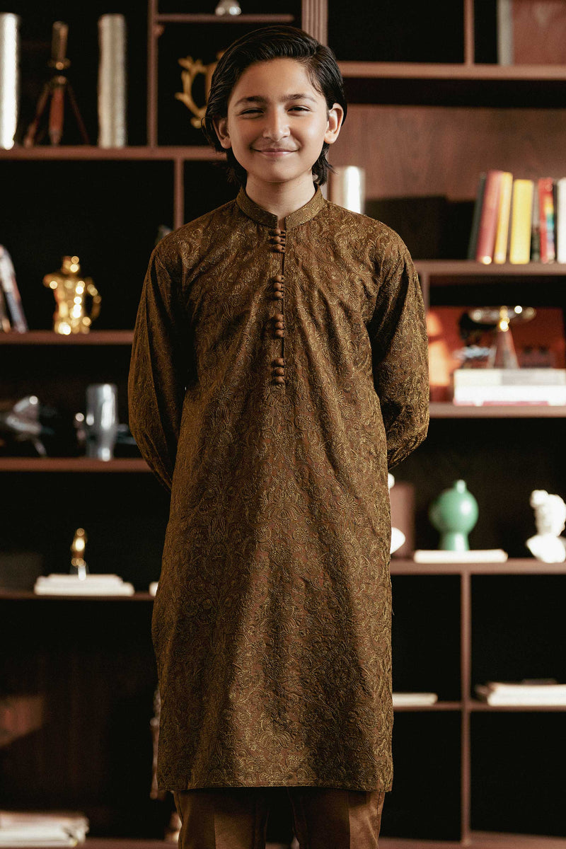 Brown Embroidered Kurta Trouser K-3723