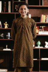 Brown Embroidered Kurta Trouser K-3723