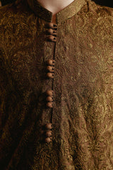 Brown Embroidered Kurta Trouser K-3723