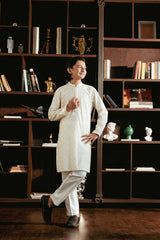 White Embroidered Kurta Trouser kids K-3727