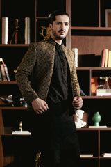 Metallic Gold Embroidered Front Open Jacket  PC-616