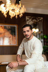 Cream Embroidered Kurta Trouser FD-5072