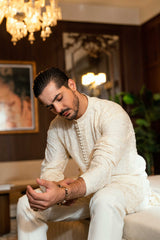 Cream Embroidered Kurta Trouser FD-5072