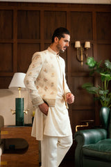 Cream Floral Embroidered Front Open Jacket  PC-668