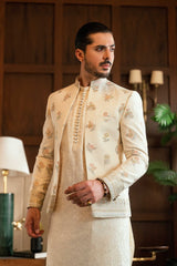 Cream Floral Embroidered Front Open Jacket  PC-668