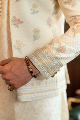 Cream Floral Embroidered Front Open Jacket  PC-668