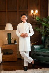 Off-White Embroidered Kurta Trouser K-3726