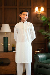 Off-White Embroidered Kurta Trouser K-3726