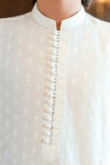 Off-White Embroidered Kurta Trouser K-3726
