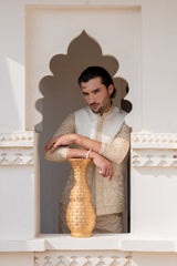 Pearl White Kalamkaar Embroidered Waist Coat S8W-14