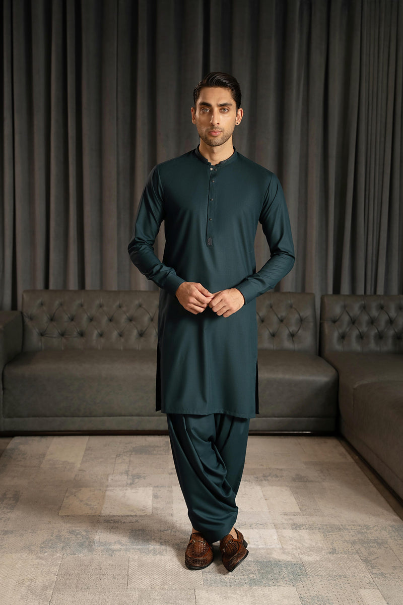 Tale Green Embroidered Kameez Shalwar S5-39