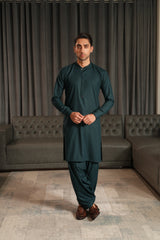 Tale Green Embroidered Kameez Shalwar S5-39