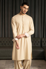 Camel Embroidered Kameez Shalwar S5-15