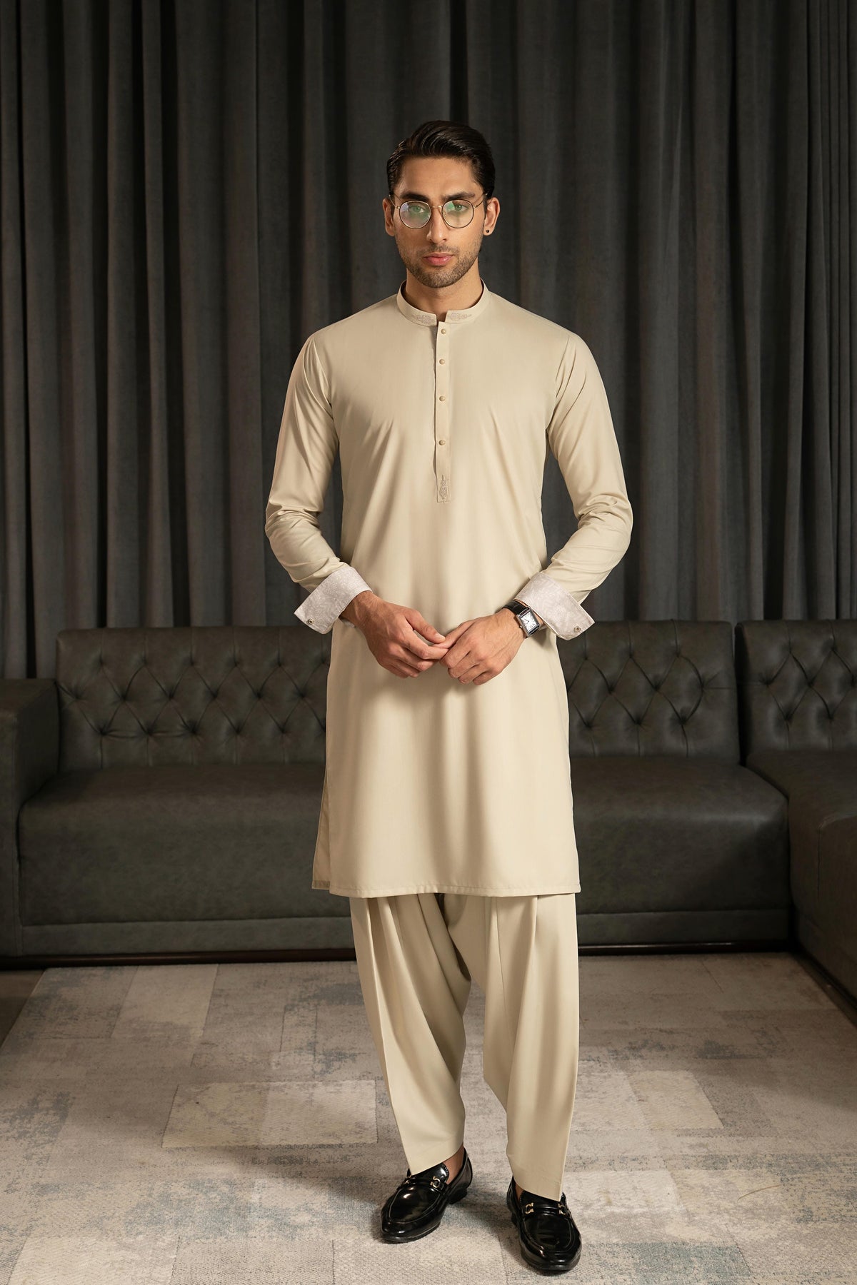 Ivory Embroidered Kameez Shalwar S5-22