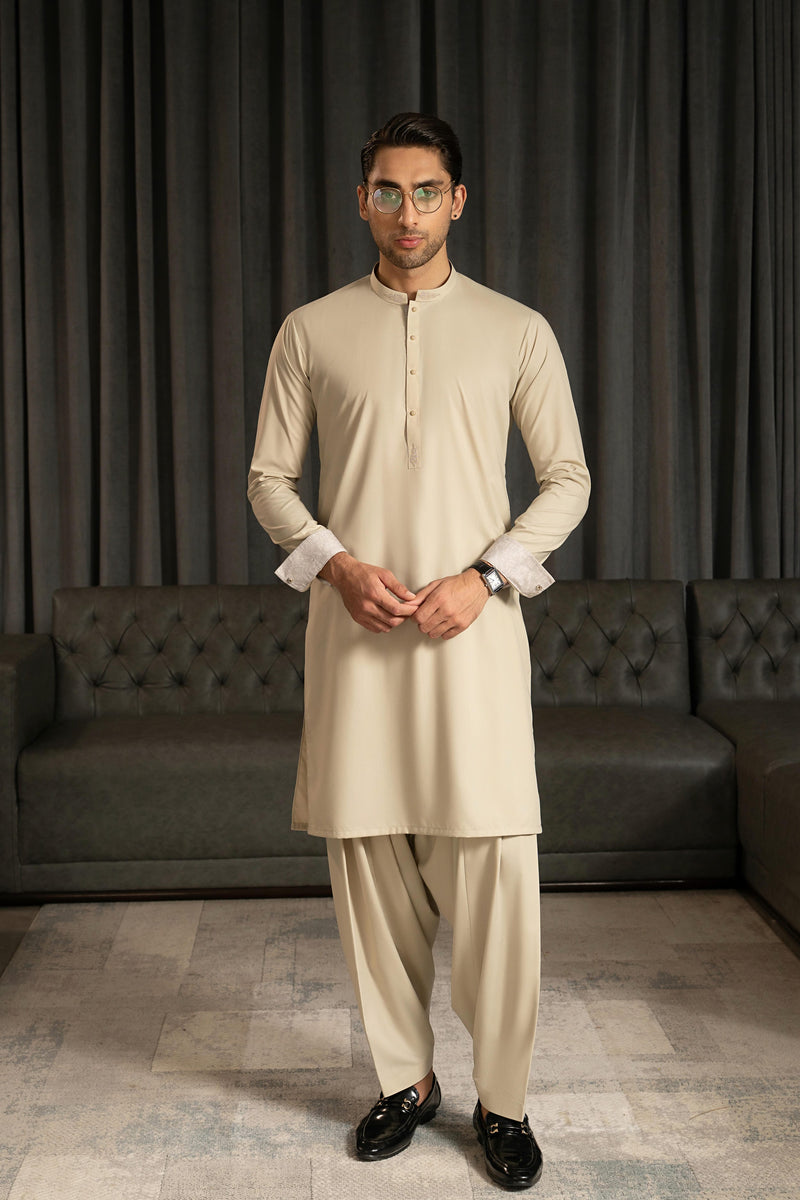 Ivory Contrast Kameez Shalwar S5-22