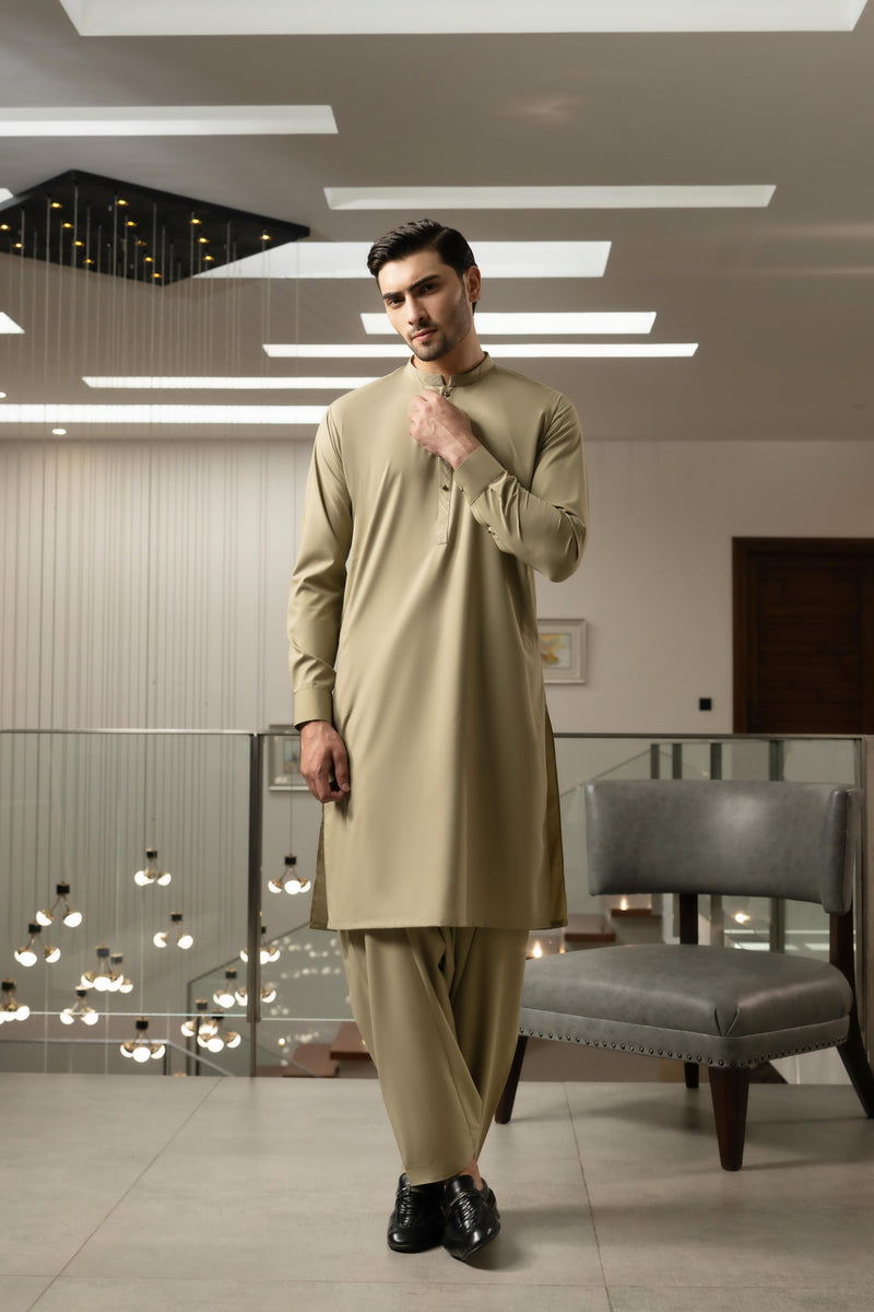 Fawn Embroidered Kameez Shalwar S5-24
