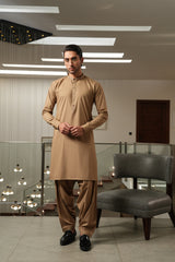 Dark Fawn Embroidered Kameez Shalwar S5-21
