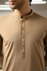 Dark Fawn Embroidered Kameez Shalwar S5-21