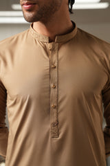 Dark Fawn Embroidered Kameez Shalwar S5-21