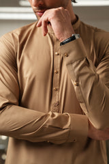 Dark Fawn Embroidered Kameez Shalwar S5-21