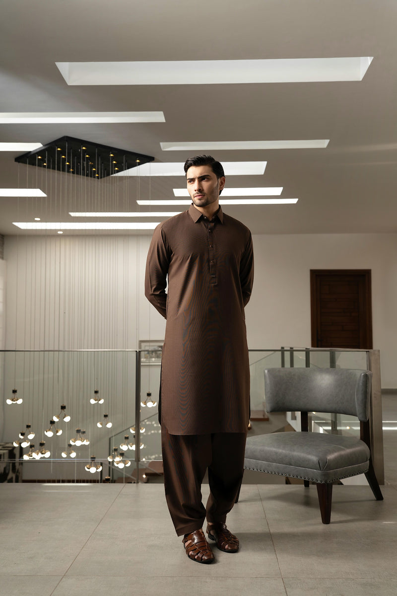 Brown Plain Kameez Shalwar S5-26