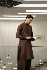 Brown Plain Kameez Shalwar S5-26