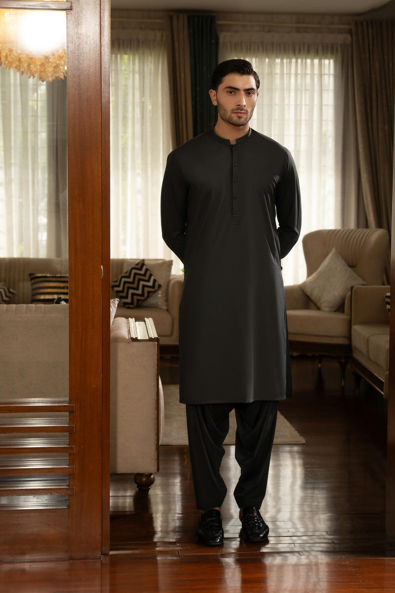Dark Gray Contrast Kameez Shalwar S5-14