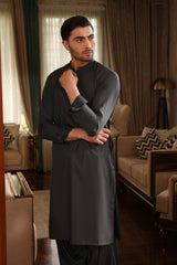 Dark Gray Embroidered Kameez Shalwar S5-14