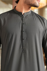 Dark Gray Embroidered Kameez Shalwar S5-14
