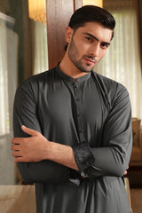 Dark Gray Embroidered Kameez Shalwar S5-14
