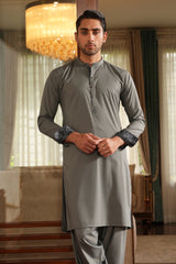 Gray Embroidered Kameez Shalwar S5-12
