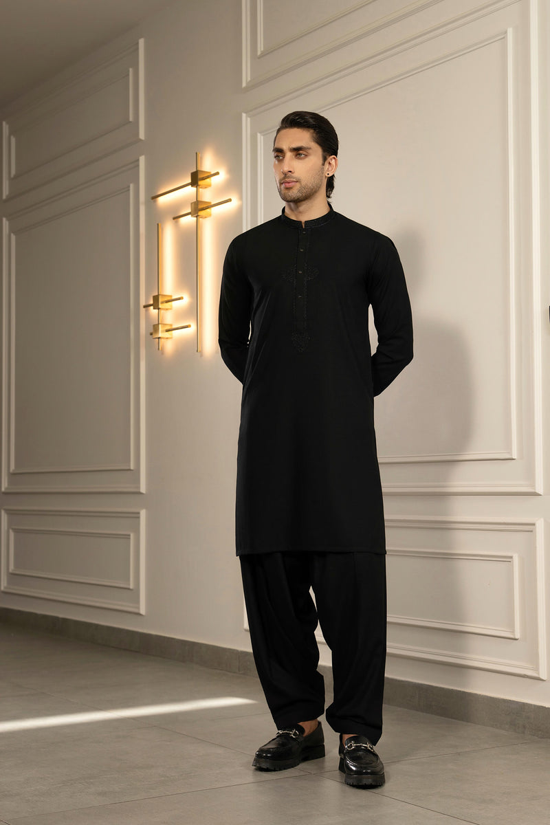 Black Embroidered Kameez Shalwar S5-34
