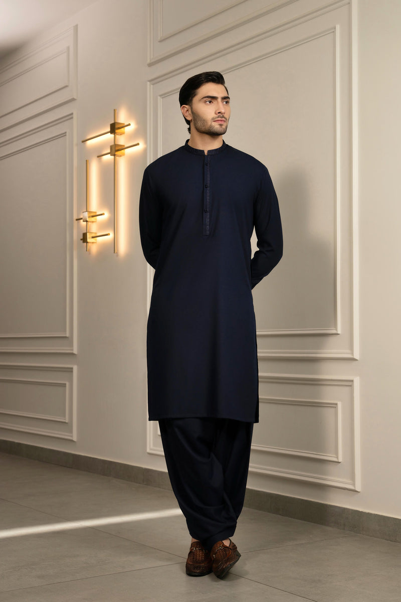 Blue Embroidered Kameez Shalwar S5-33