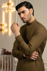 Brown Golden Kameez Shalwar S5-40
