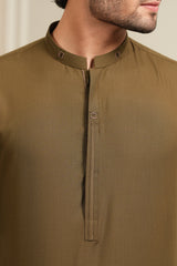 Brown Golden Embroidered Kameez Shalwar S5-40