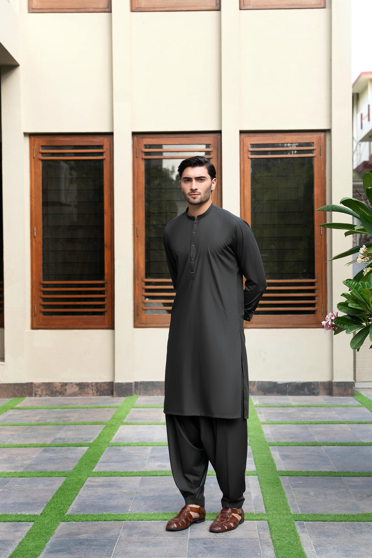 Green Contrast Kameez Shalwar S5-13