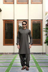 Army Green Contrast Kameez Shalwar S5-23